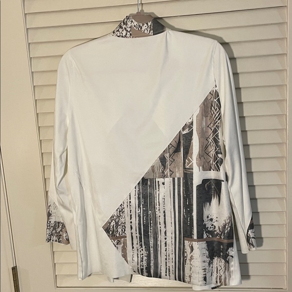 Joseph Ribkoff Vanilla with Multicolor Brown Abstract Pattern Faux Suede Blazer - Picture 13 of 17
